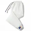 Calça Cropped Masculina Casual de Algodão Puro com Amarração Moda Esportiva Calça Legging Cor Sólida Versátil Calças Tendência para Adolescentes Explosiva