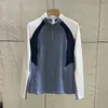 Camiseta de Manga Longa Esportiva com Zíper Parcial, Forrada de Lã, Slim Fit, Bloqueio de Cores, Estilo Montanha, para Primavera e Outono