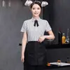 Ropa de Trabajo para Personal de Catering de Manga Corta Estilo Chino para Mujer Personal de Recepción de Hotel Restaurante Restaurante de Hot Pot Ropa de Primavera y Verano