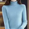 Suéter de cuello alto para mujer otoño invierno nuevo estilo cuello holgado elegante prenda interior base de punto top negro