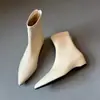 Primer Encuentro Temporada Viaje Diario Botas Adelgazantes que Aumentan la Altura 4.5cm Punta Fina Piel Suave Botas Elásticas con Cremallera Trasera Botas de Tacón de Cuña Nuevas