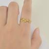 Anillo ajustable con apertura en forma de hoja de oro de 14 quilates, estilo europeo y americano, estilo simple, joyería femenina de acero inoxidable.