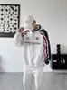Sudadera con capucha extragrande de estilo urbano americano para hombre y mujer, otoño, resistente, con bloques de color, holgada, casual, sudadera con capucha