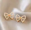 Versão coreana estilo TikTok de brincos de pérola populares para mulheres, luxo leve com sensação de alta qualidade, brincos versáteis de nicho, acessórios de orelha elegantes e modernos