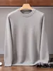 Suéter de cachemira liso para hombre, cuello redondo, jersey de punto de manga larga, capa base cálida para otoño e invierno, estilo simple y versátil