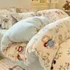 Juego de cuatro piezas de terciopelo de leche, engrosado para invierno de forro polar coral, ropa de cama de franela, juego de tres piezas para dormitorios