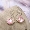Brincos de Cristal Populares para Exportação Europeia e Americana Cheios de Strass Zircônia de Cristal Inlaid Brincos de Cristal Brincos de Cristal para Noiva