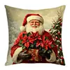 Nueva Funda de Cojín Estilo Navideño Papá Noel Impresión Digital Multiescenario Hogar Decoración Suave Cojín Festivo Funda de Cojín