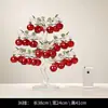 (Vem com um tapete) Ornamento de Árvore de Maçã de Cristal Vermelho Decoração de Sala de Estar Ornamento Artesanato Cristal Artificial Estilo Chinês