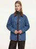 Lr OrderVintage Polo Patchwork Cuello Campana Chaqueta de Mezclilla para Mujer, Estilo Hong Kong Primavera Diseño de Moda Camisa Casual