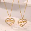 Xinyixin Collar Pulsera Clavícula Letra Zirconia Amor de Mamá Europeo y Americano Acero de Titanio Electrochapado PVD Oro Real 18K Traje