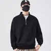 Nueva Sudadera con Capucha de Estilo Coreano de Patchwork de Manga Larga con Cuello Alto para Hombre, Suéter Versátil de Capa Base, Top Fresco con Cremallera