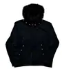 Moda callejera americana estilo oscuro y único Sudadera con capucha transfronteriza europea y americana nueva con cuello de pelo y bolsillos de pedrería para primavera y otoño 2026