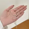 Colar de Prata 925 Japonês e Coreano para Mulheres, Pingente Geométrico de Sorriso com Diamante de Luxo Discreto, Corrente de Clavícula Empilhável da Moda