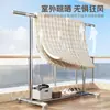 Cabide de Roupas de Aço Inoxidável de Chão Dobrável para Interior Casa Varanda Quarto Varal Retrátil para Secar Roupas e Colchas