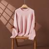 24 Outono e Inverno Novo Suéter Solto de Gola Redonda Grande em Cashmere de Montanha Moda Suéter de Lã Floral Base de Malha Moda Suéter de Cashmere para Mulheres