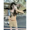 ¡Llegó! Vestido de punto con cuello en V, manga larga y cinturón para mujer, vestido corto de punto plisado retro ajustado para otoño/invierno