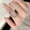 Anillo Ovalado Hueco Exagerado para Mujer, Moda de Lujo Ligero, Anillo Abierto Exquisito Elegante, Tendencia de Anillo para Dedo Índice Nicho Estilo Ins