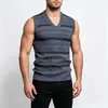 Nuevo suéter chaleco casual para hombre transfronterizo 2026, moderno top de punto a rayas con cuello en V
