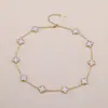 Acero de Titanio Cadena para Clavícula de 10 Pétalos Collar de Trébol de Cuatro Hojas de 10 Pétalos Horno 18K Colorfast Lujo Ligero Nicho Exclusivo Transfronterizo Suministro