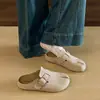 Estilo: Sapatos preguiçosos slip-on, novas meias-sapatilhas fechadas para mulheres, bico dividido, outono de 2026, sola grossa, salto interno oculto