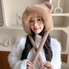 Lei Feng chapéu de pelúcia feminino outono e inverno engrossado rosto quente com aparência de pequeno chapéu de malha frio estilo coreano chapéu de lã combinando moda