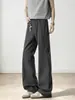 Calças casuais de algodão lavado estilo americano para homens, jeans de verão com corte justo para high street, calças retas largas e soltas da moda