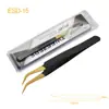 Pinça para Cílios Postiços Manual DIY Clip de Ponta Fina Manual de Manicure para Cílios Pinça para Cílios Postiços Antiestática ESD-15