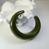 Joias Estilo Europeu e Americano, Pulseira de Resina Curva Versátil Estilo Ins Coreano, Pulseira Aberta Lisa Redonda Retro Francesa