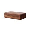 Joyero de madera maciza de nogal negro, retro, pequeño, delgado, portátil, caja de almacenamiento para anillos de joyería de oro de alta gama