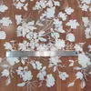 Novo tecido de bordado com miçangas e lantejoulas, renda floral em malha, vestido de noiva, véu feminino, acessórios de renda para roupas DIY