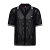 Camisa Polo Tricô Manga Curta Marca Tendência Patchwork Retro Americana para Homens e Mulheres Verão Novo Solta Casual Versátil Top