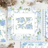 WW119 Flor Azul Hortensia Verano Wenchuang Decoración Bloc de Notas Material Papel Papel de Fondo para Scrapbook