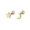 Estilo coreano S925 prata estrela fresca lua brincos das mulheres requintado brincos piercing orelha pequena nicho brincos simples