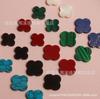 Venta al por mayor de fábrica trébol de la suerte de doble plano trébol de cuatro hojas turquesa sintética malaquita Accesorios para joyería semiacabados DIY