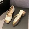 Nuevos Zapatos de Perlas Estilo Chino Estilo Nacional 2024 Primavera Nuevos Retro Versátiles Tacón Grueso Punta Cuadrada Boca Baja Zapatos de Hada