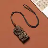 Colgante de Madera de Aloes Amarillo con Amuleto de Paz, Bodhisattva Samantabhadra Nuevo Estilo Buda Protector Sabiduría y Auspiciosidad Colgante Adorno de Madera