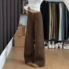 Jeans Melard Color Café Estrechos Pierna Ancha para Mujer Estilo Nuevo Color Café Americanos de Cintura Alta Sueltos Rectos