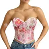 Top corsé sexy de bordado floral soluble en agua transfronterizo con tiras en la espalda para moldear y ceñir la cintura, directo de fábrica