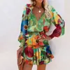 2026 Roupas Femininas Europeias e Americanas Transfronteiriças Dropshipping Moda Outono Novo Estilo Saia Curta Estampada Saia Cintura Marcada Retrô Francesa