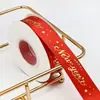2.5 Fita de Ano Novo Hot Stamping Caractere Vermelho de Bênção com Decoração para Embalagem de Presente Fita DIY Fita Vermelho Vinho Fita de Poliéster