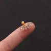 Haste de Aço Inoxidável 1,2*6mm Micro-Incustada Zircônia Coroa Parafuso de Osso da Orelha Bola Brincos de Moda Joias Piercing