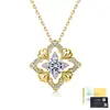 Cadena para Clavícula de Plata S925 Estilo Corte Trébol de Cuatro Hojas Moissanita, Cadena Completamente de Plata S925, Suministro de Joyería para Comercio Electrónico Transfronterizo