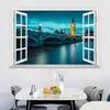 Comercio Exterior Estéreo Imitación Ventana Falsa Ventana Paisaje Torre del Reloj de Londres Pegatinas de Pared Pegatinas Sala de Estar Dormitorio Entrada Pegatinas de Papel Tapiz