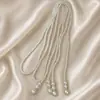 Com colar de pérolas cheongsam multicamadas feminino retrô estilo República da China acessórios joias para retrato foto corrente de suéter