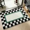 Alfombrilla de baño estilo vintage, alfombrilla de cachemir sintético, alfombrilla absorbente de agua antideslizante, alfombrilla de rejilla geométrica, alfombrilla de suelo para baño en stock
