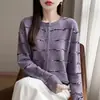 Nuevo estilo de cárdigan de punto para mujer con cuello redondo, holgado y elegante, top de manga larga para mujer de primavera estilo Chanel pequeño