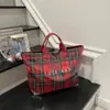 Bolsa Tote Transparente para Cartas Transfronteiriças 2026 Novo Modelo Simples de Grande Capacidade Bolsa de Mão Retro Xadrez Bolsa Feminina