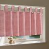 Cortina Corta de Cuadros Sencilla con Instalación sin Taladro, Hecha de Algodón y Lino, para Cocina, Dormitorio y Baño