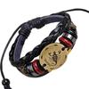 Pulsera punk transfronteriza de aleación de bronce y cuero con cuentas, pulsera de cuero vacuno Constelación Escorpio, joyería de Yiwu